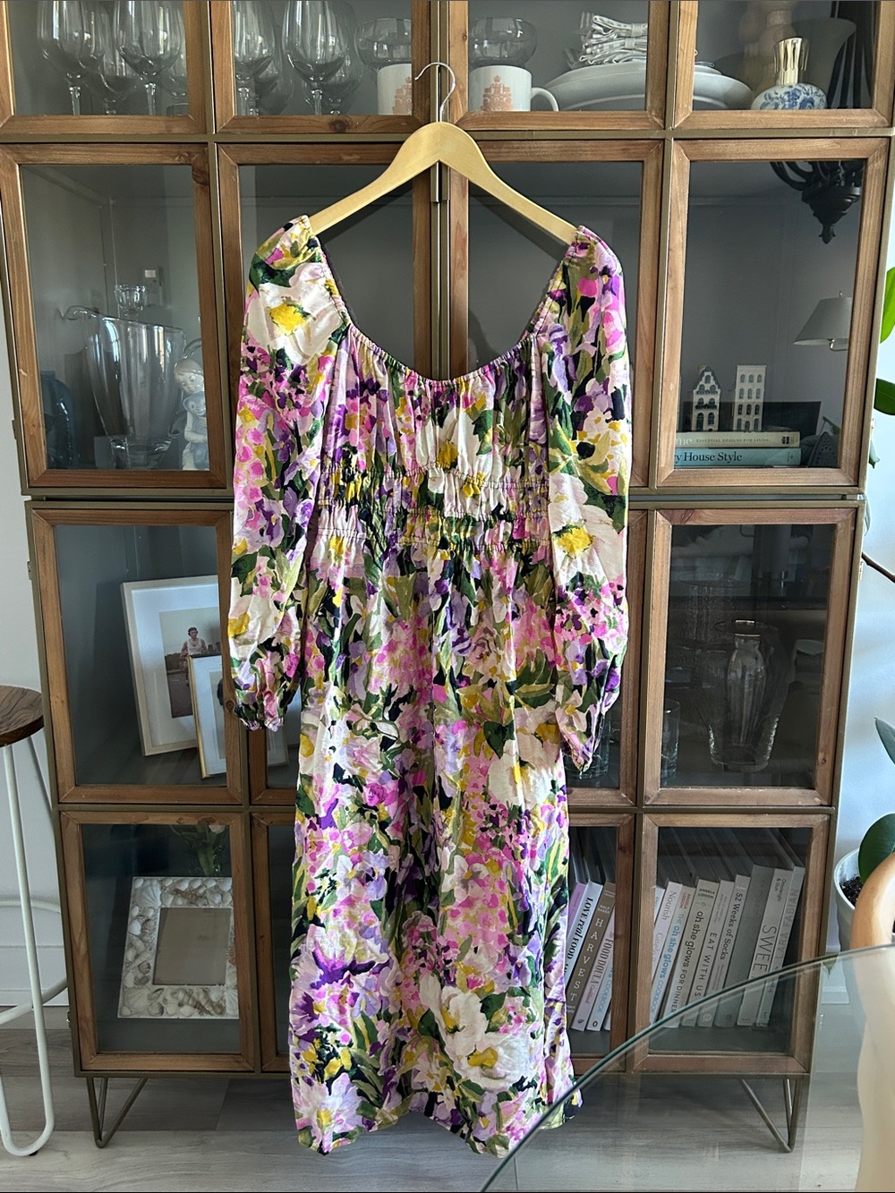 Floral Long Sleeve Midi Dress i